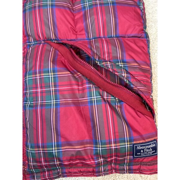 Abercrombie & Fitch Men's Ultra Down Red Plaid Hooded Puffer Jacket Size XL - Picture 14 of 16